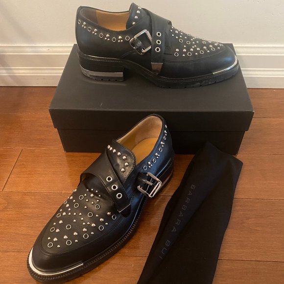 Black Barbara Bui Metal Detail Loafers - Picture 1 of 4